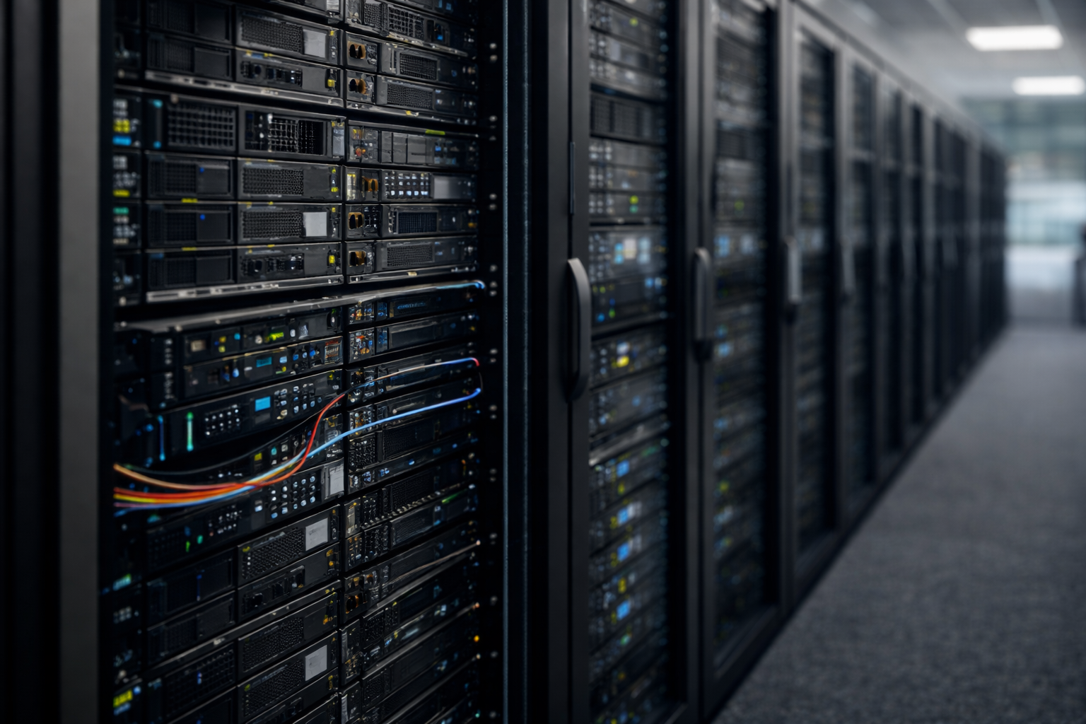 Server rack with enterprise-grade networking equipment